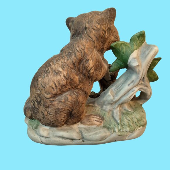 Raccoon Mother Baby  Tree Branch Ceramic Figurine Mothers Day Cottage Cabin - Picture 5 of 10